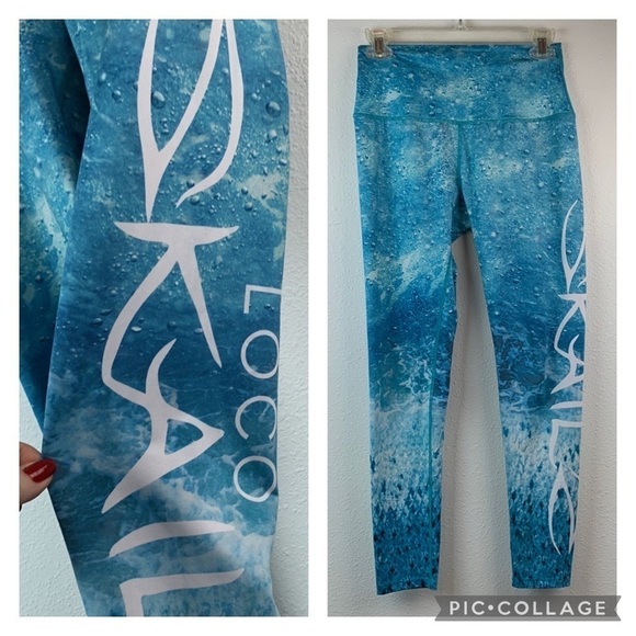 Loco Skails Pants - Loco Skails crop length mid rise running yoga mermaid water print leggings EUC